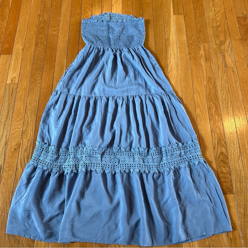 NWT Cupshe Blue Strapless Maxi Dress- size small - Picture 6 of 8